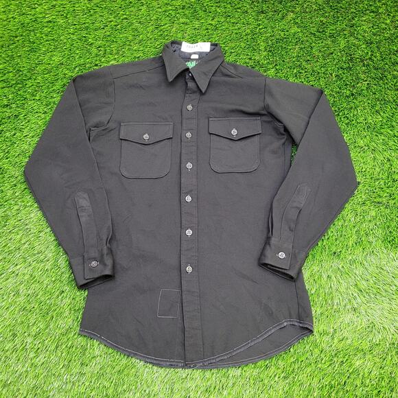 Vintage 70s Davis Western Button Shirt Medium 19x30 Black - Picture 1 of 12